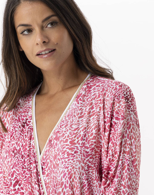 Kimono imprimé en viscose élasthanne VICTORIA 760 fraise