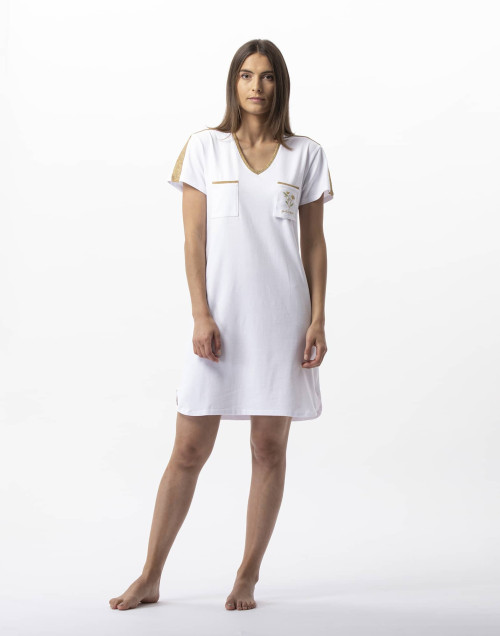 Chemise de nuit en coton élasthanne MAJORQUE 701 blanc doré