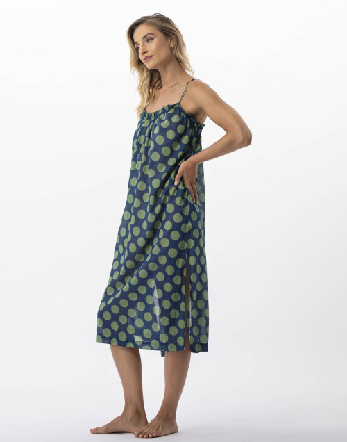 Polka dot printed dress in 100% cotton RIVA 740 green