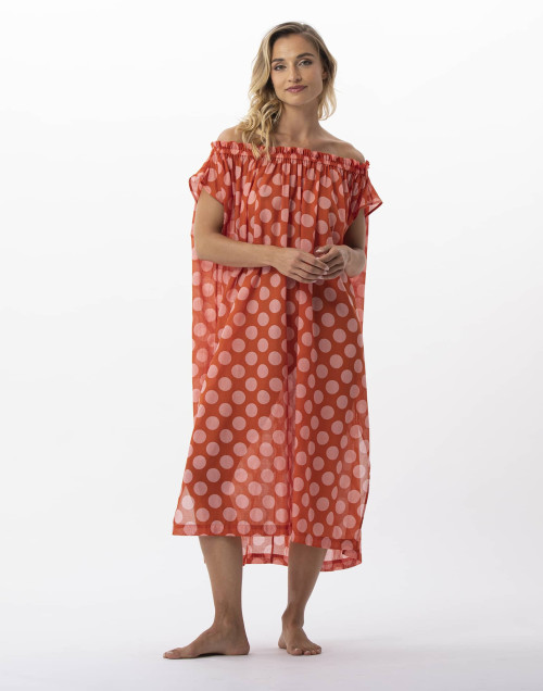 Polka dot printed kaftan in 100% cotton RIVA 741 pink