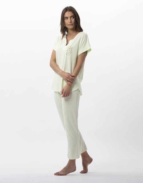 Pyjama pantacourt en coton modal RIVIERA 702 anis