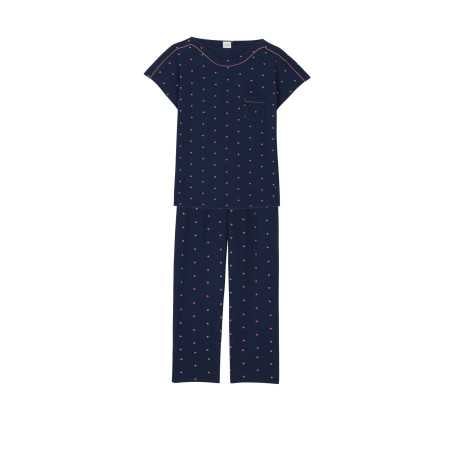 Cotton elastane pyjamas AMORE 702 navy | Lingerie le Chat