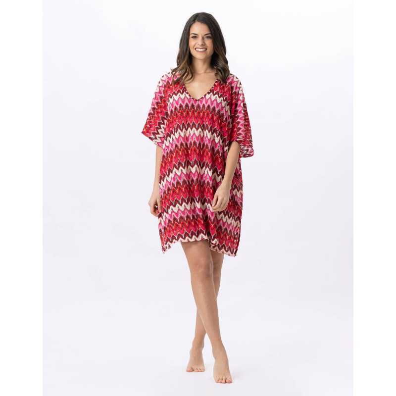 Mesh knit kaftan BAHIA 740 multicoloured pink