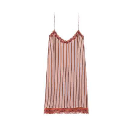 Striped nightie in 100% viscose BIRKIN 703 dragee | Lingerie le Chat