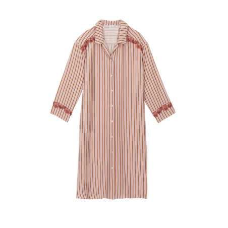 Striped nightshirt  in 100% viscose BIRKIN 705 dragee | Lingerie le Chat