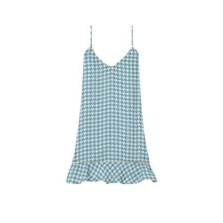 Houndstooth Check nightie in 100% viscose COCOTTE 703 blue | Lingerie le Chat