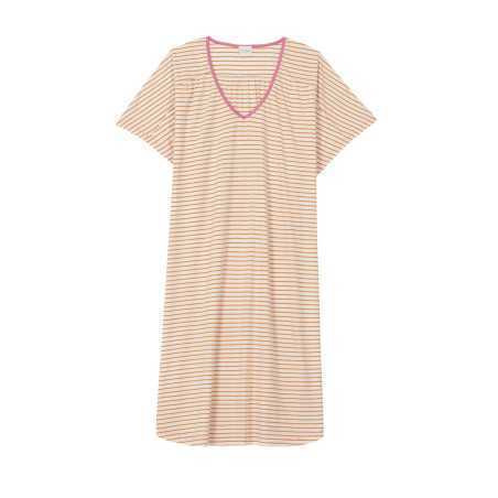 Striped nightshirt in cotton and modal FRUTTI 701 tangerine | Lingerie le Chat