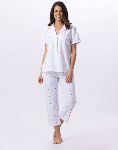 Pyjama pantacourt boutonné en coton AMORE 706 blanc  | Lingerie le Chat