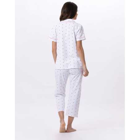 Jersey button-down pyjama shorts AMORE 706 white | Lingerie le Chat