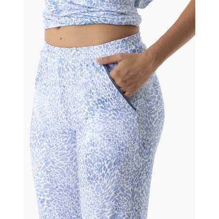 Printed 7/8° pyjamas in viscose elastane VICTORIA 702 sky | Lingerie le Chat