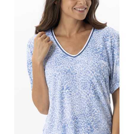 Printed 7/8° pyjamas in viscose elastane VICTORIA 702 sky | Lingerie le Chat