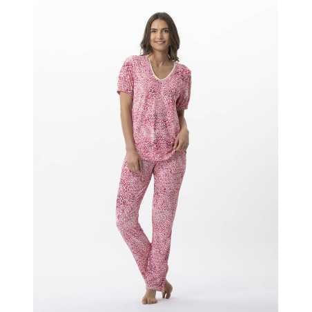 Printed 7/8° pyjamas in viscose elastane VICTORIA 702 strawberry | Lingerie le Chat