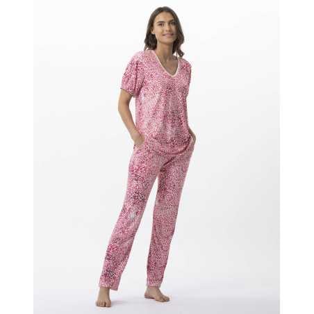 Printed 7/8° pyjamas in viscose elastane VICTORIA 702 strawberry | Lingerie le Chat