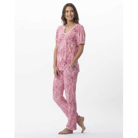 Printed 7/8° pyjamas in viscose elastane VICTORIA 702 strawberry | Lingerie le Chat