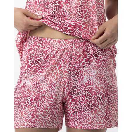 Pyjama short imprimé en viscose élasthanne VICTORIA 700 fraise  | Lingerie le Chat