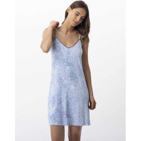 Printed nightie in viscose elastane VICTORIA 703 sky | Lingerie le Chat