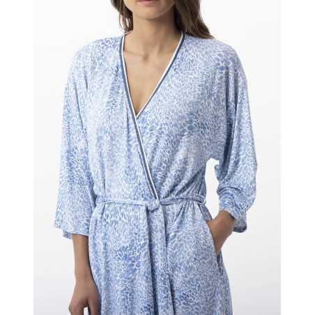 Printed kimono  in viscose elastane VICTORIA 760 sky | Lingerie le Chat