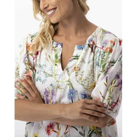 Chemise de nuit imprimée fleurs en 100% viscose RIVIERA 701 multico  | Lingerie le Chat