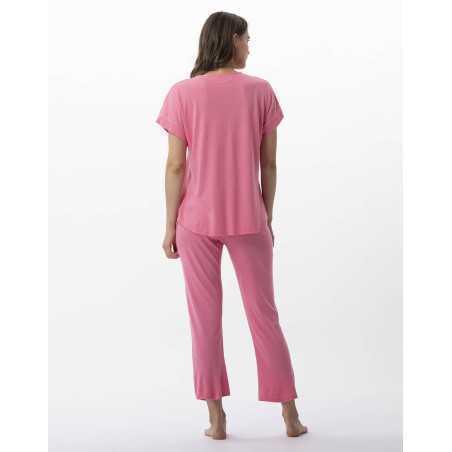 Cropped trousers in cotton modal RIVIERA 711 strawberry