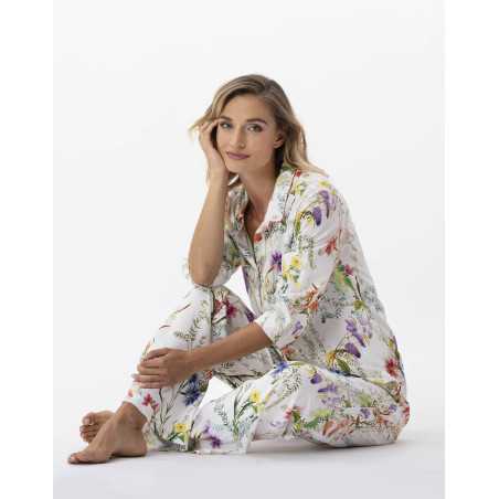 Flower printed pyjamas in 100% viscose RIVIERA 706 multicolour | Lingerie le Chat