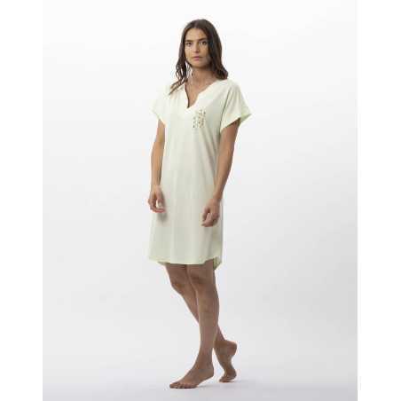 Nightdress in cotton modal RIVIERA 711 anise | Lingerie le Chat