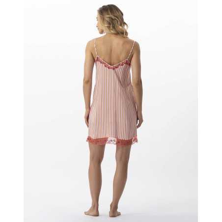 Striped nightie in 100% viscose BIRKIN 703 dragee | Lingerie le Chat