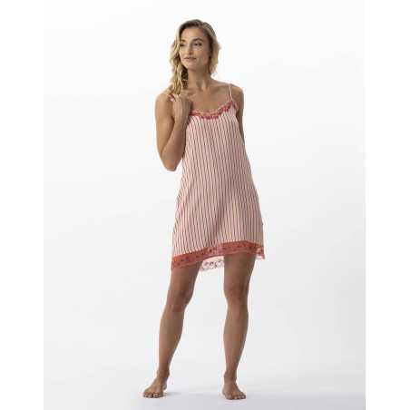 Striped nightie in 100% viscose BIRKIN 703 dragee | Lingerie le Chat