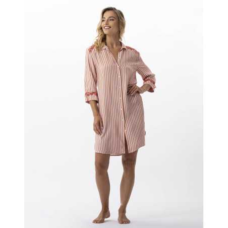 Striped nightshirt  in 100% viscose BIRKIN 705 dragee | Lingerie le Chat