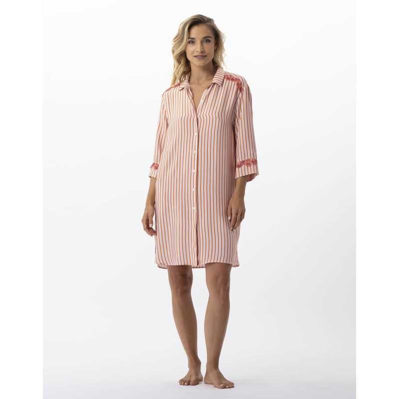 Striped nightshirt  in 100% viscose BIRKIN 705 dragee | Lingerie le Chat