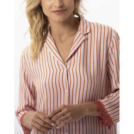 Striped buttoned pyjamas in 100% viscose BIRKIN 706 dragee | Lingerie le Chat