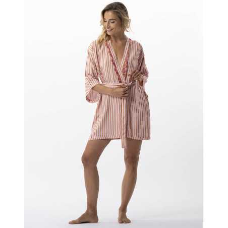 Striped kimono in 100% viscose BIRKIN 760 dragee | Lingerie le Chat