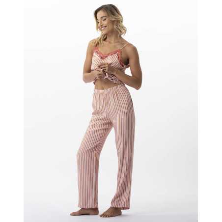 Striped pyjamas trousers in 100% viscose BIRKIN 780 dragee | Lingerie le Chat