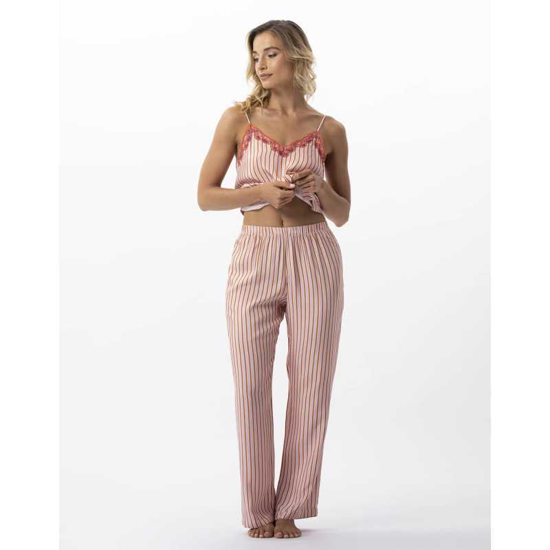 Pantalon pyjama rayé en 100% viscose BIRKIN 780 dragée  | Lingerie le Chat