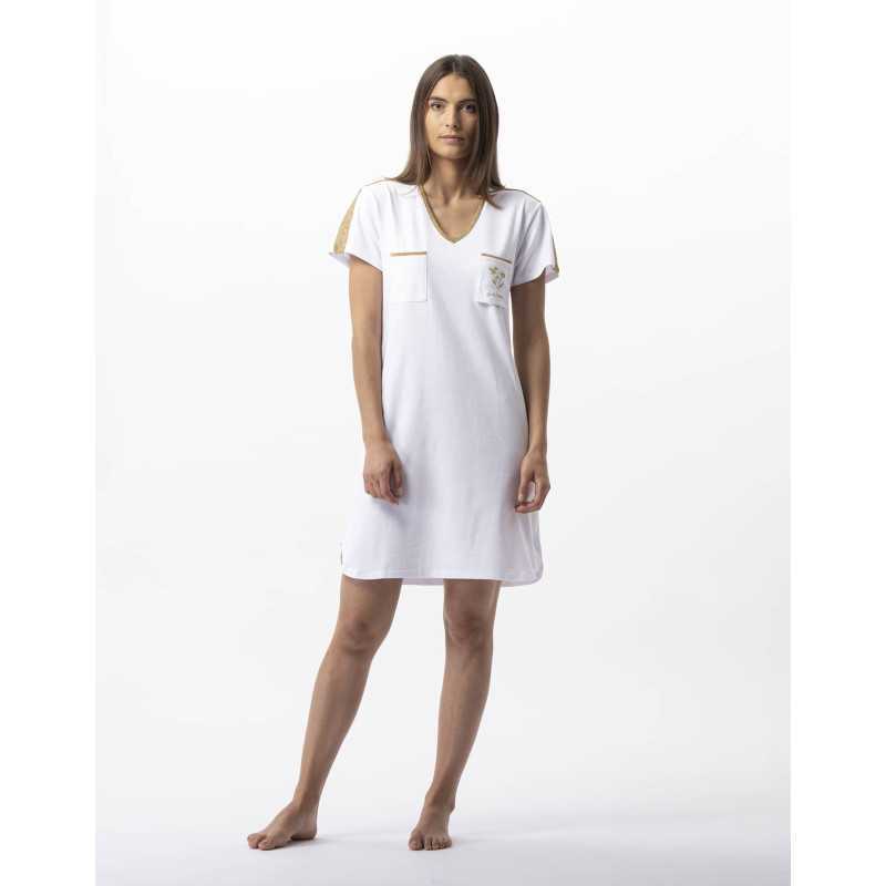 Cotton elastane nightshirt MAJORQUE 701 golden white | Lingerie le Chat