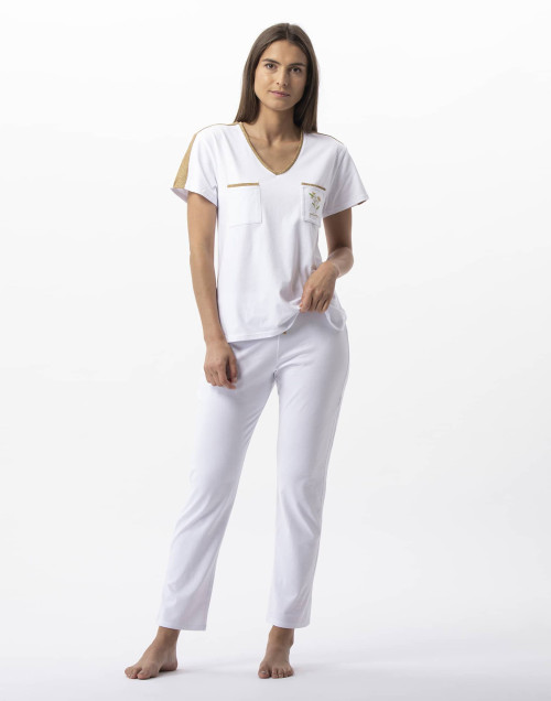 Pyjama en coton élasthanne MAJORQUE 702 blanc doré  | Lingerie le Chat