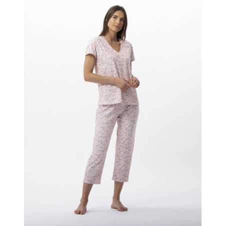 Pyjama pantacourt en coton ANGIE 702 multico  | Lingerie le Chat