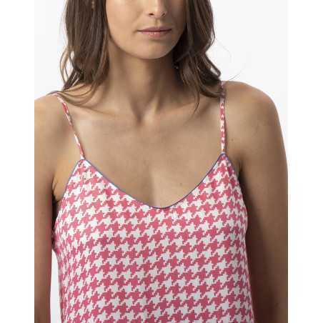 Houndstooth Check nightie in 100% viscose COCOTTE 703 strawberry