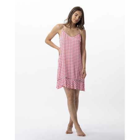 Houndstooth Check nightie in 100% viscose COCOTTE 703 strawberry