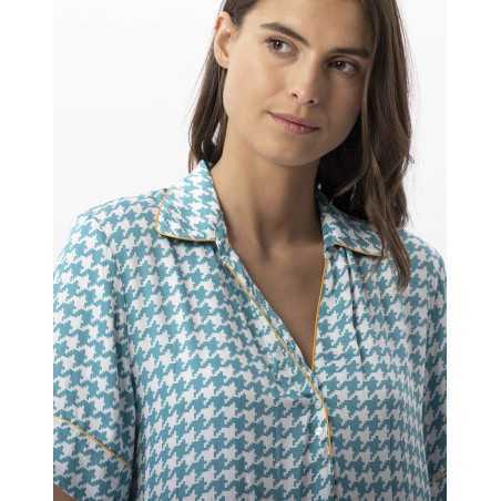 Houndstooth Check shirt in 100% viscose COCOTTE 705 blue