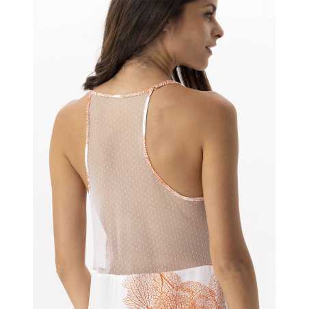 Nuisette motif végétal en 100% viscose GINKGO 703 mandarine  | Lingerie le Chat