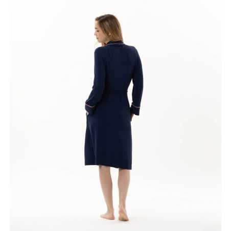 Fleece dressing gown YOGA 760 navy | Lingerie le Chat