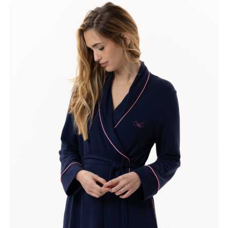 Fleece dressing gown YOGA 760 navy | Lingerie le Chat