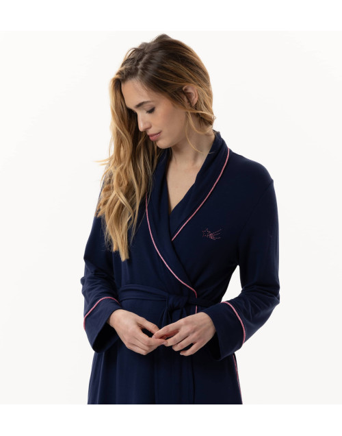 Fleece dressing gown YOGA 760 navy