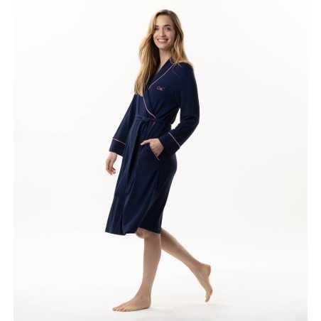 Fleece dressing gown YOGA 760 navy | Lingerie le Chat