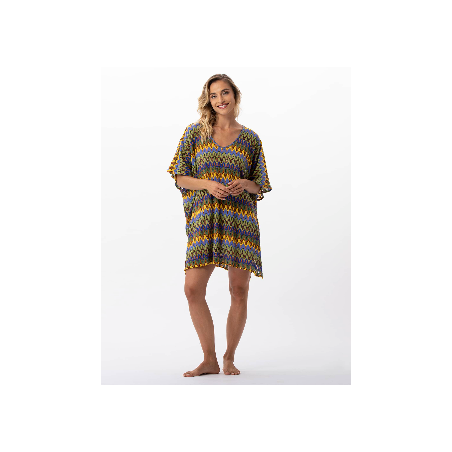 Kaftan en maille ajourée BAHIA 740 bleu multico   | Lingerie le Chat