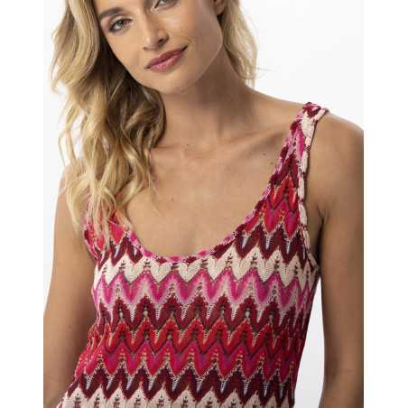 Long mesh knit dress BAHIA 741 multico pink | Lingerie le Chat