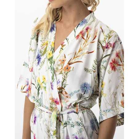 Flower printed kimono in 100% viscose RIVIERA 760 multicolour | Lingerie le Chat