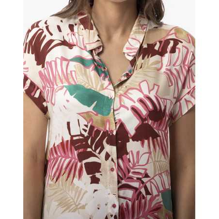 Flower printed shirt in 100% viscose CAMÉLIA 705 multicolour | Lingerie le Chat