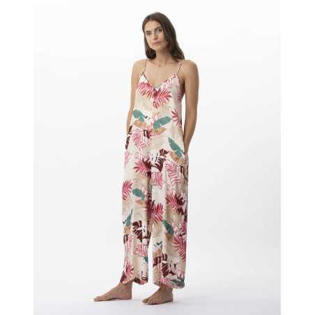 Combi pantalon imprimé fleurs en 100% viscose CAMÉLIA 720 multico  | Lingerie le Chat