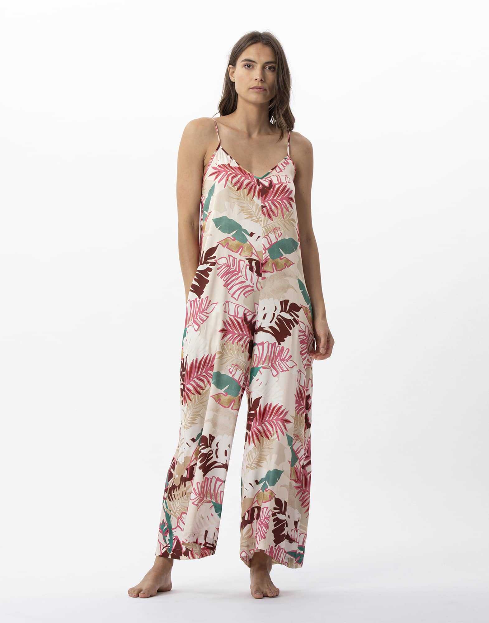 Flower printed jumpsuit in 100% viscose CAMÉLIA 720 multicolour | Lingerie le Chat